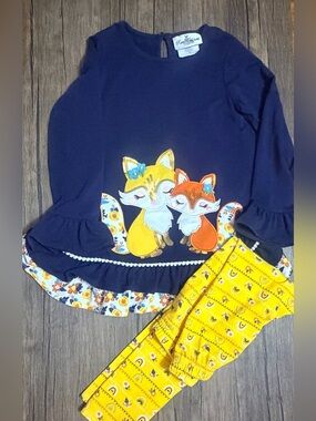 Rare Editions Navy Blue tunic with pants - size 6
